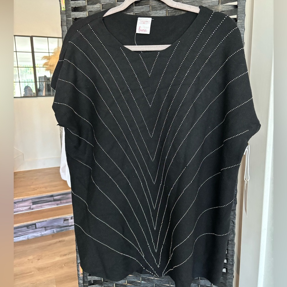 Luna Black Tunic sweater with Studded Accents